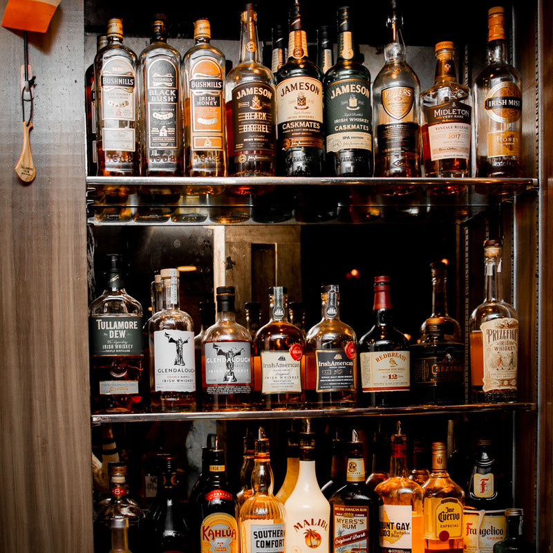 Interior, liquor shelf