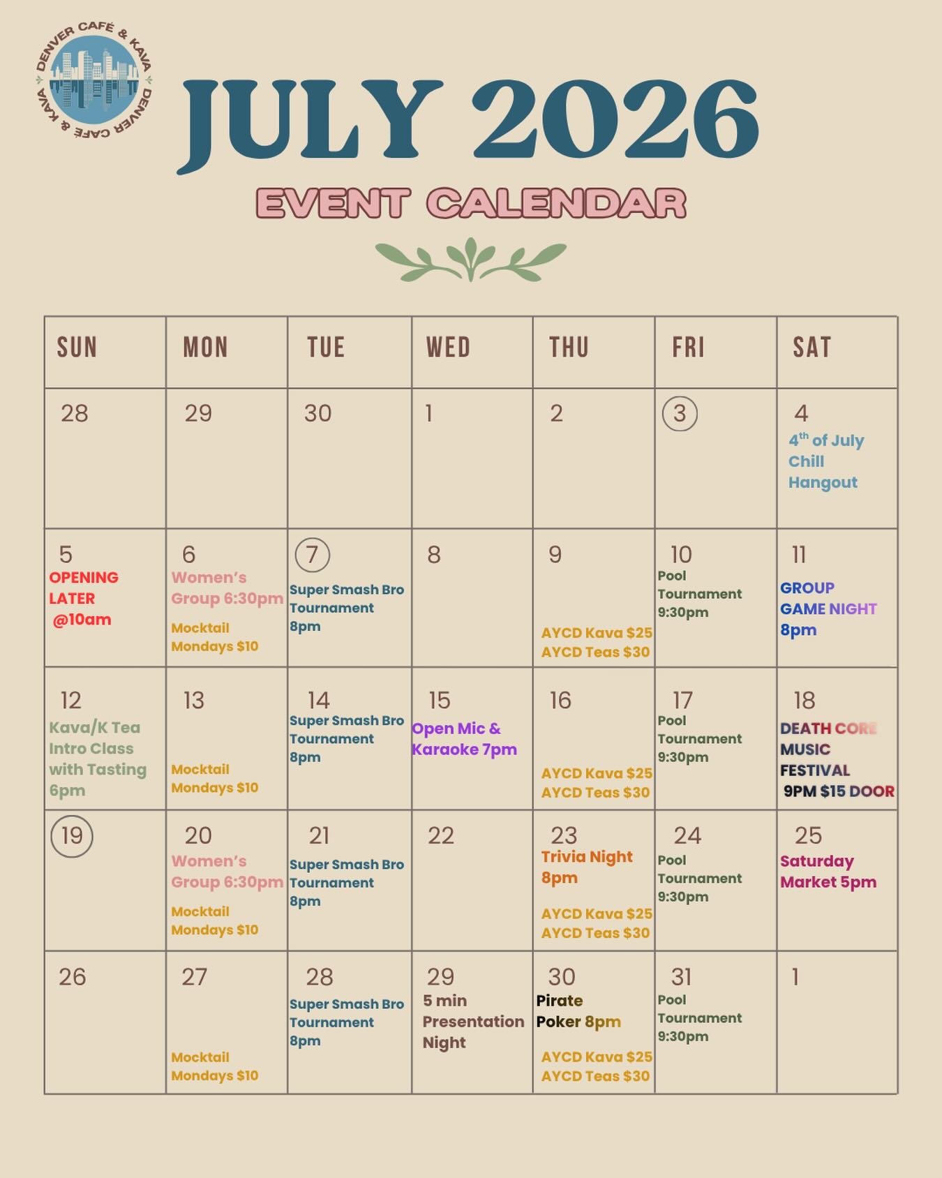 OMG THIS MONTHS CALENDAR.... that's totally not a day late 🫣

#denver #kavabar #denvercoffee #colfax #denverevents